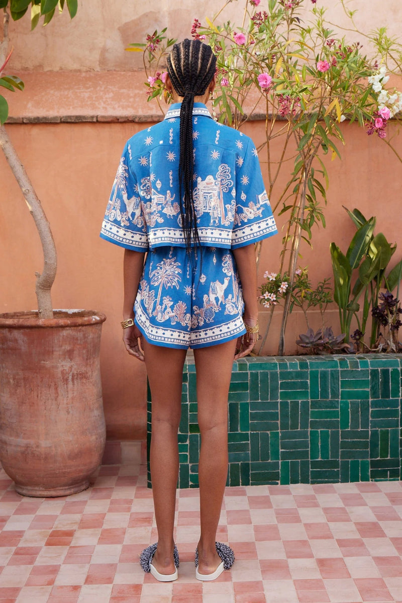 Acacia Cropped Shirt - Blue