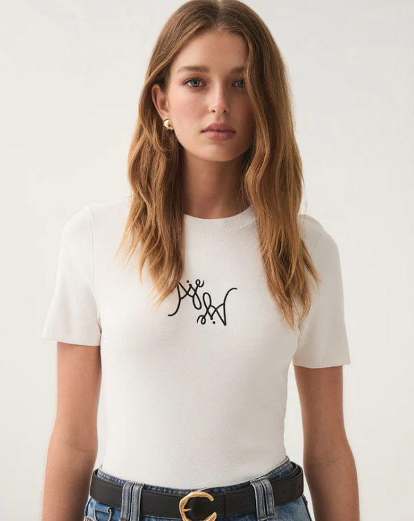 Logo Baby Tee- Ivory/Blk