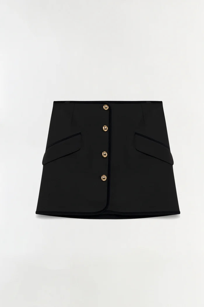 Astor Velvet Trimmed Mini Skirt - Black