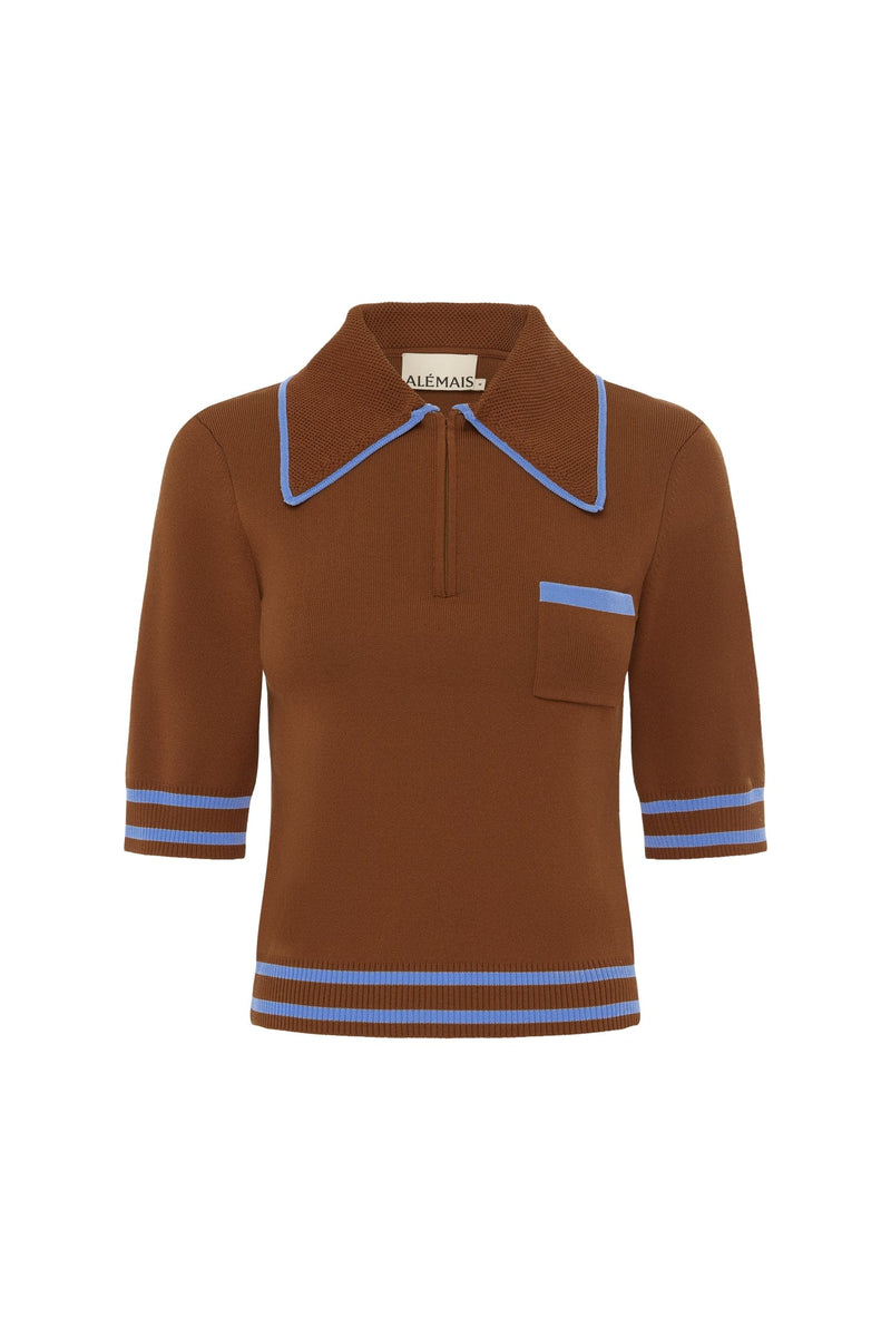 Noura Knit Polo - Rust