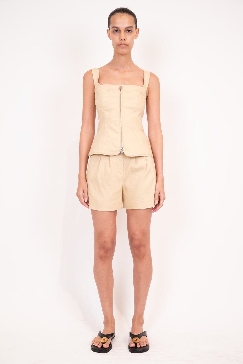 Fetcher Cuffed Pleated Short - Natural