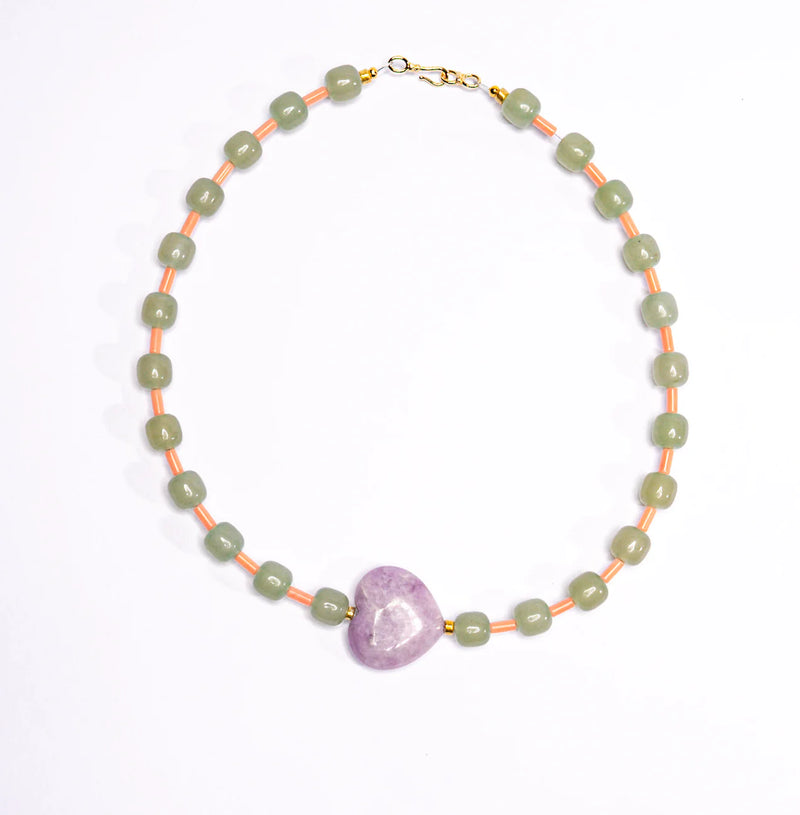 Purple Jade Heart Necklace