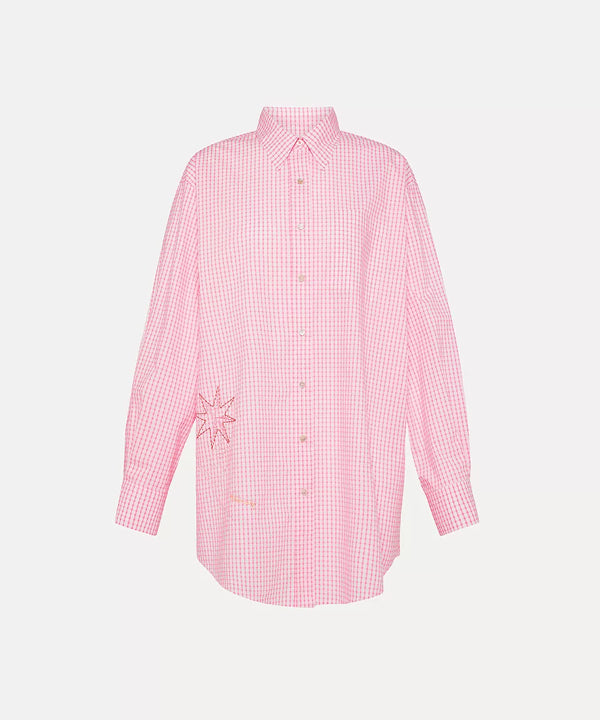 Embroidered Check Shirt - Pink