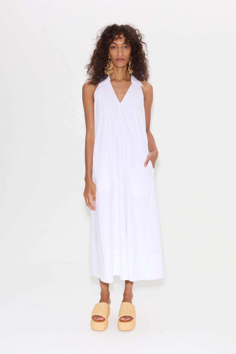 Nava Poplin Midi Dress - Macadamia