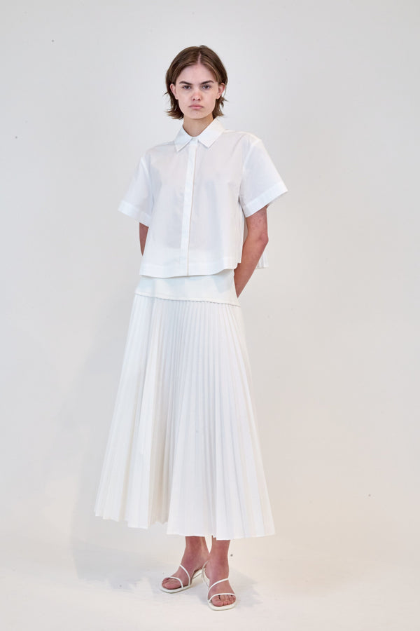 Bernie Pleated Shirt- White