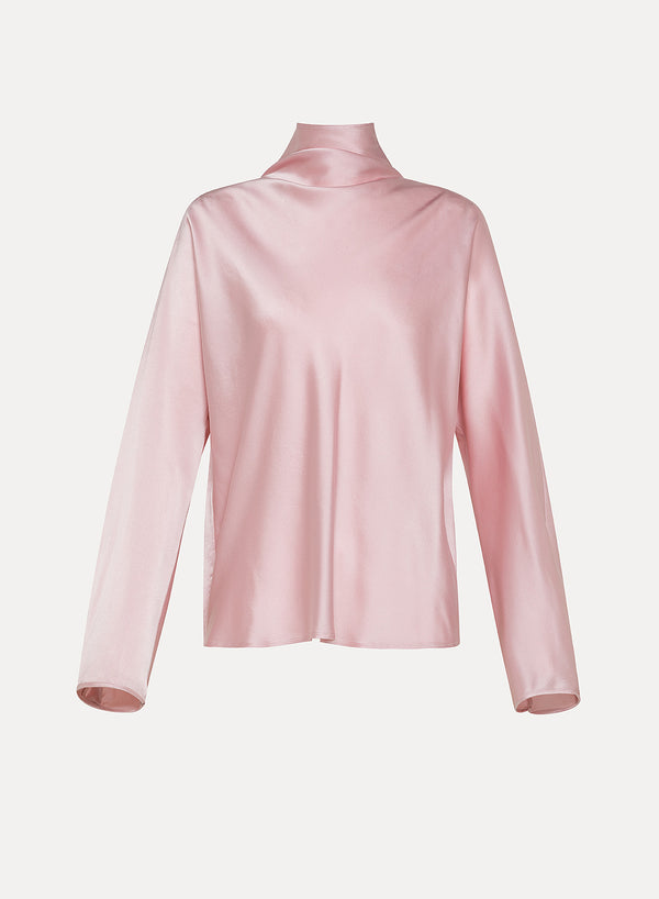 Silk Satin Crater Blouse - Rose