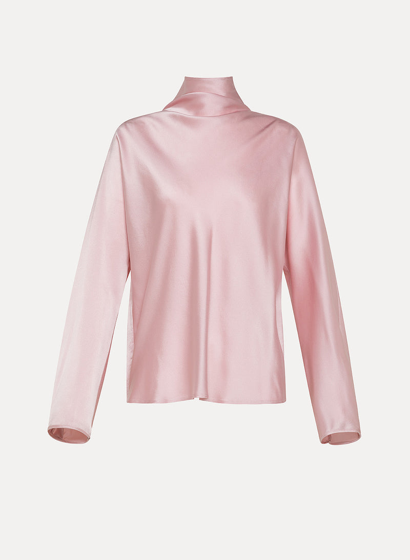 Silk Satin Crater Blouse - Rose