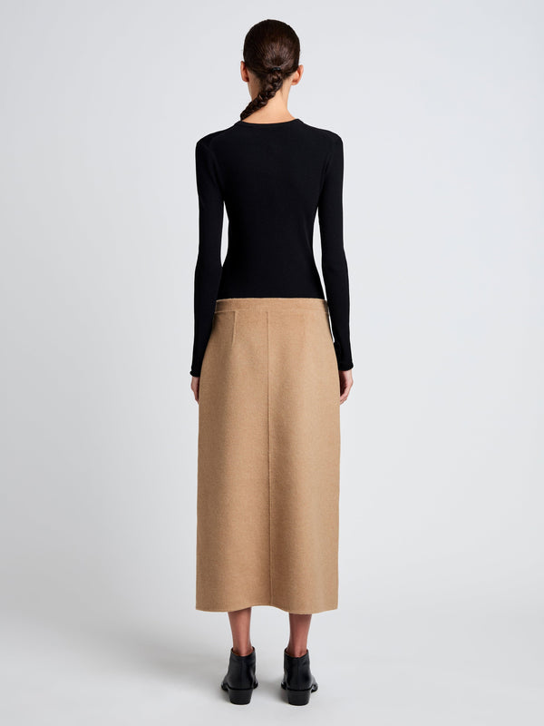 Adiran Brushed Wool Skirt - Camel