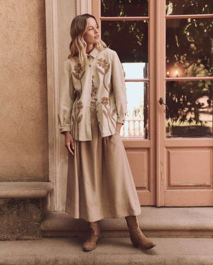 Floral Applique Suede Jacket