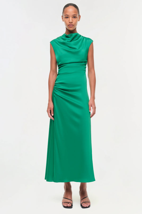 Burke Draped Midi Dress - Kelly
