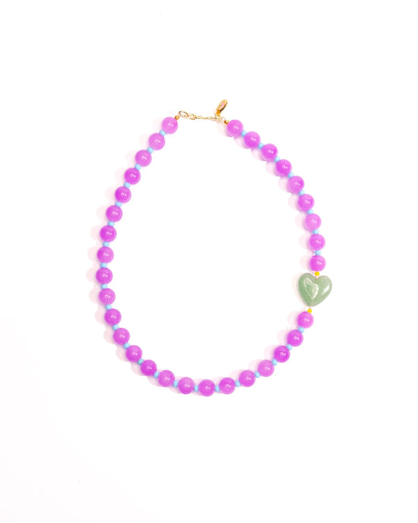 Purple Jade Heart Necklace