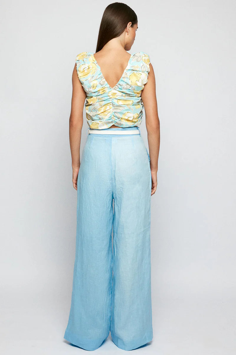 Pleated V Crop- Yellow Rose