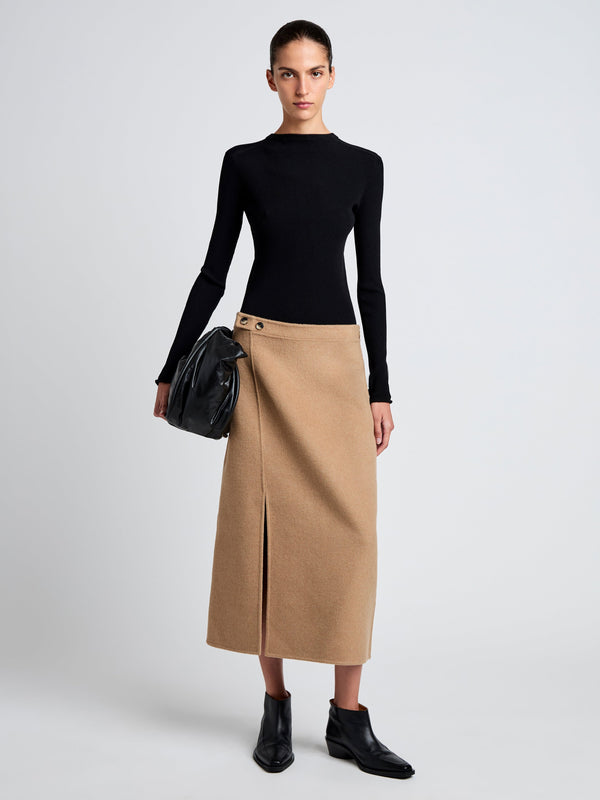 Adiran Brushed Wool Skirt - Camel