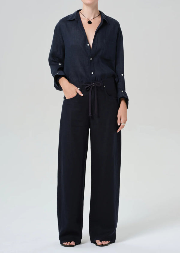 Kayla Linen Shirt- True Navy