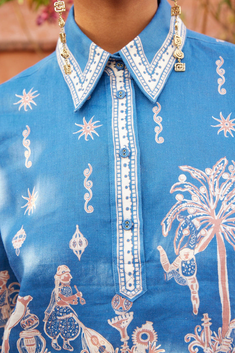 Acacia Cropped Shirt - Blue