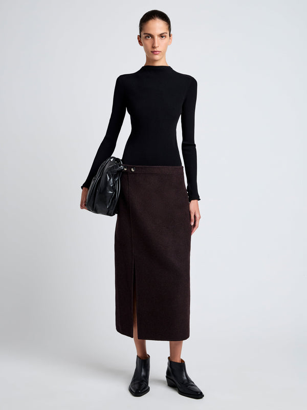 Adrian Brushed Wool Skirt - Hickory