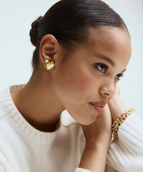The Puffy Heart Gold Earrings