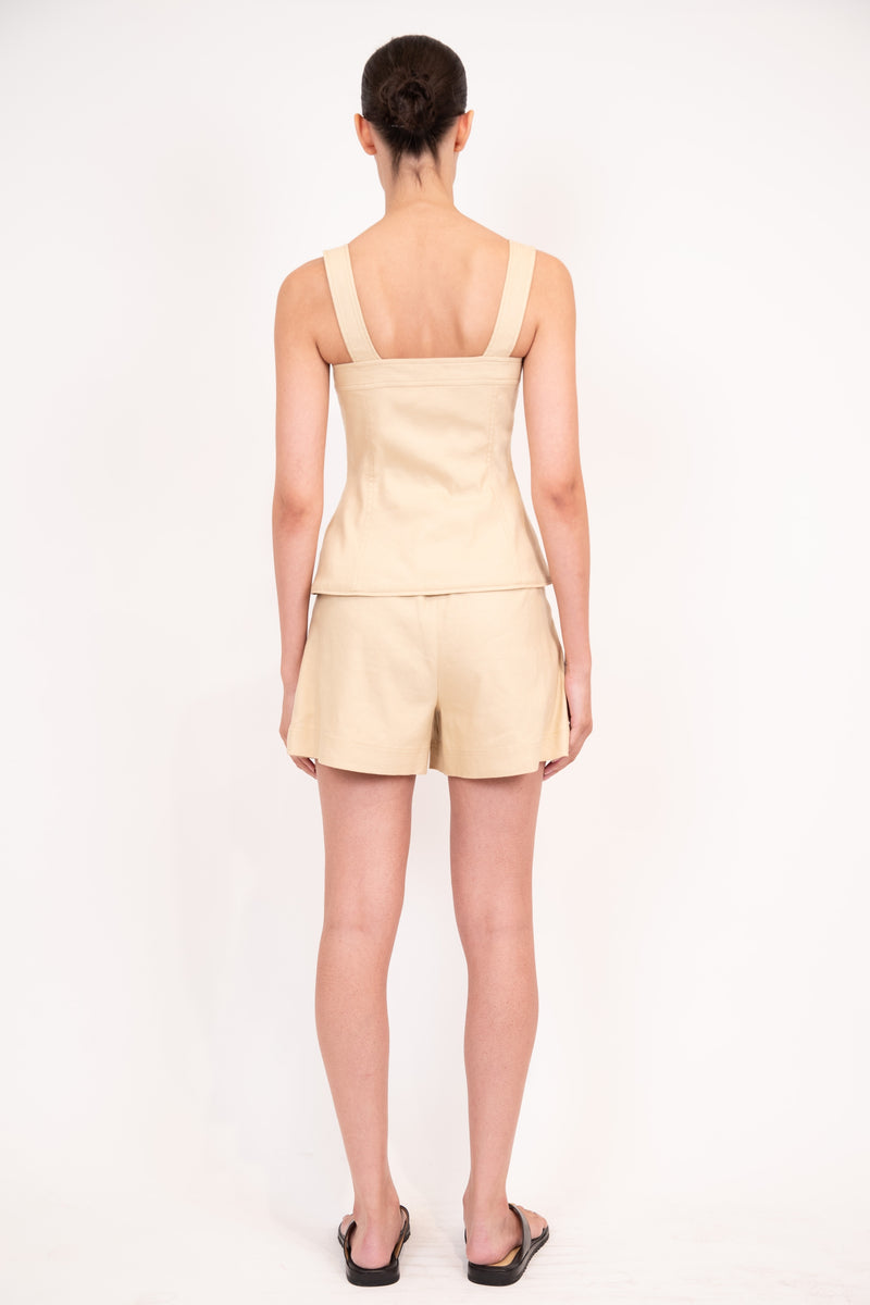 Fetcher Cuffed Pleated Short - Natural