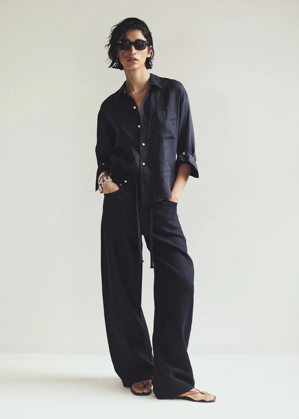 Brynn Linen Trouser- True Navy