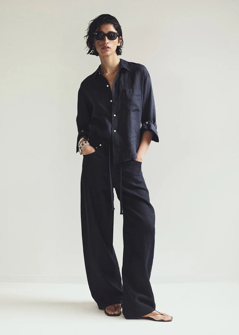 Brynn Linen Trouser- True Navy