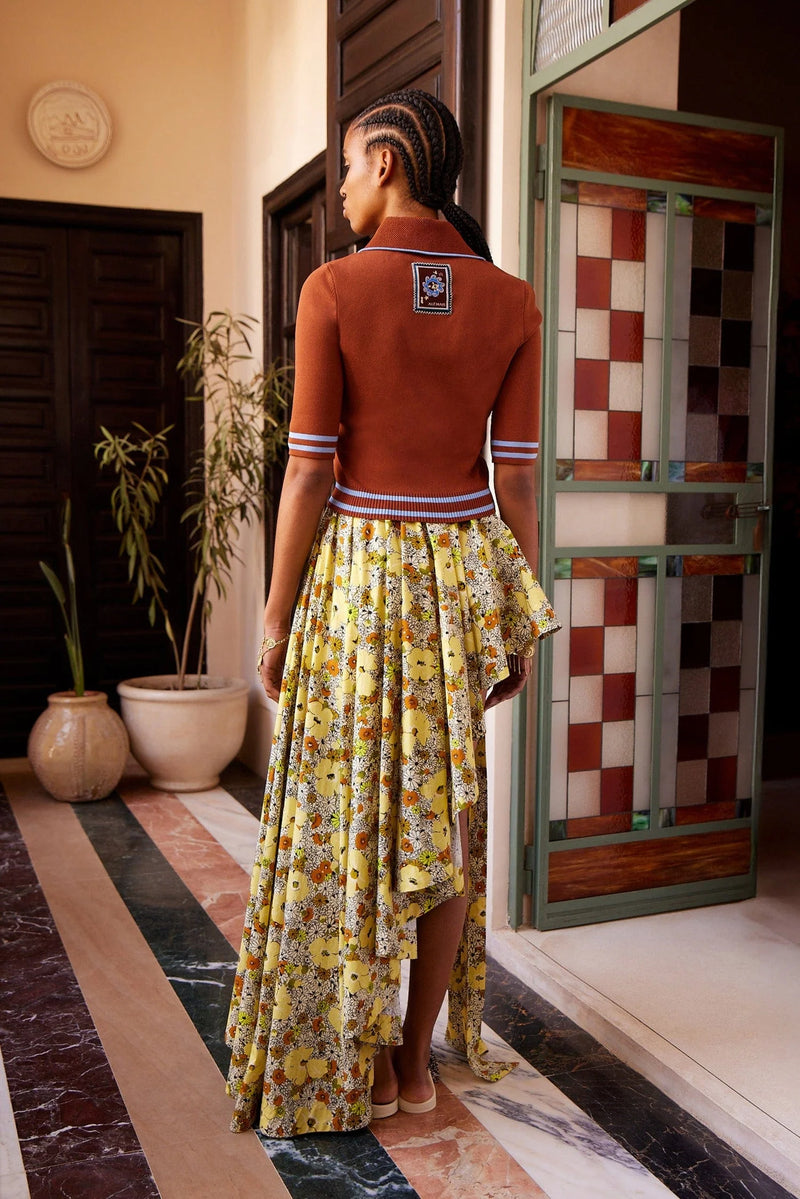 Noura Knit Polo - Rust