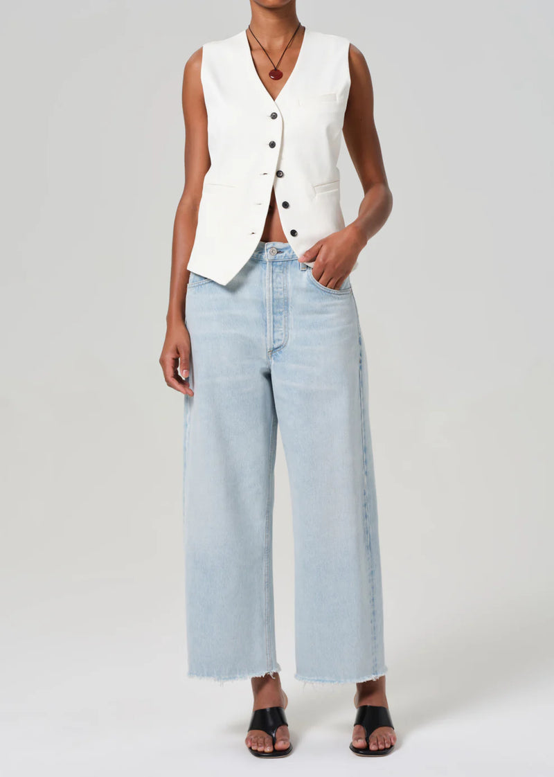 Ayla Raw Hem Crop- Sailor