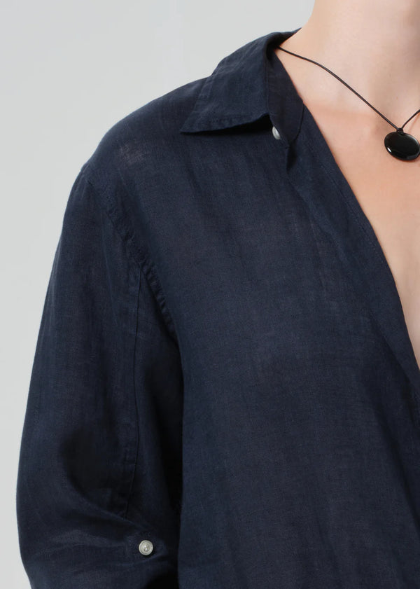 Kayla Linen Shirt- True Navy