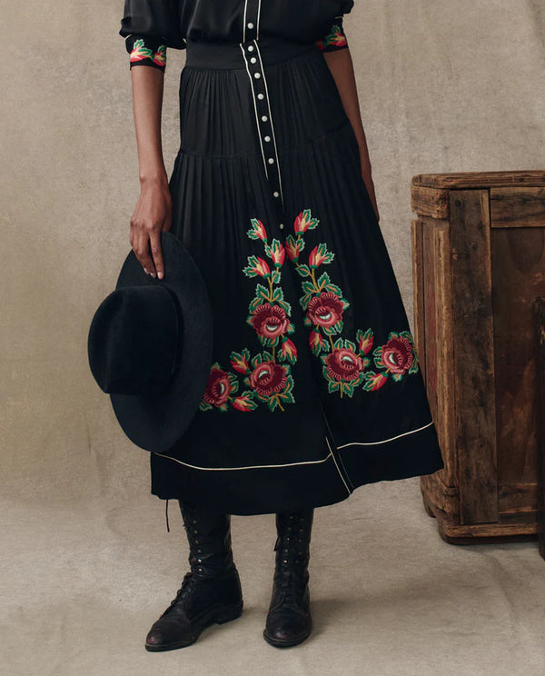 The Heirloom Rose Skirt - Black