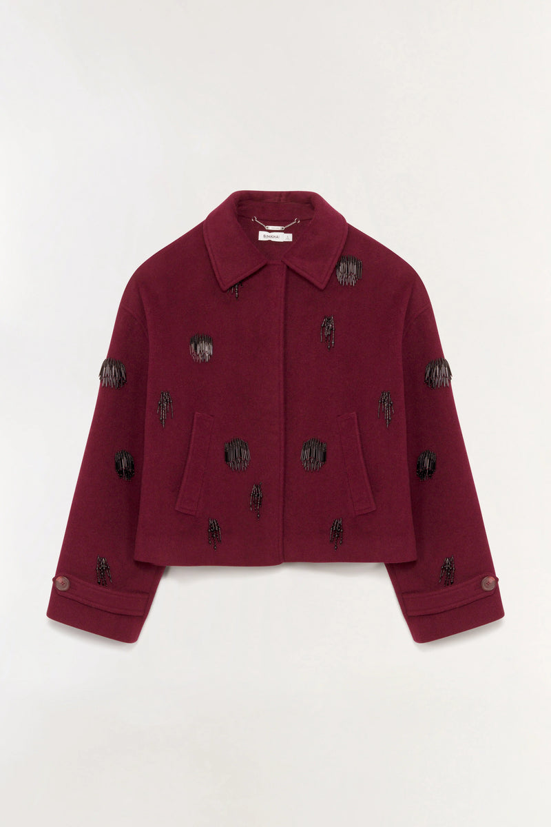 Katya Embellished Jacket- Oxblood