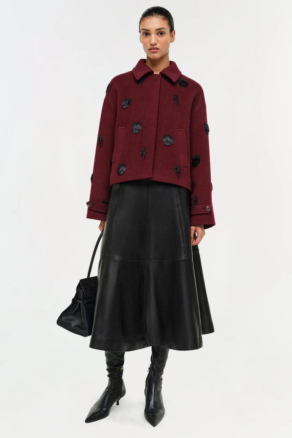 Katya Embellished Jacket- Oxblood