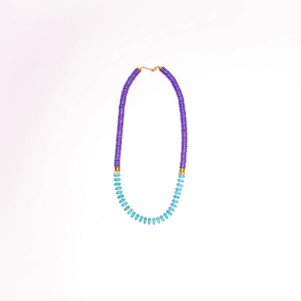 Turquoise Vinyl Necklace- Purple