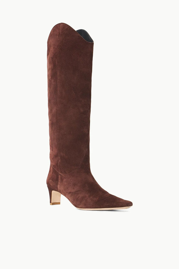 Western Wally Boot - Suede Mahogany