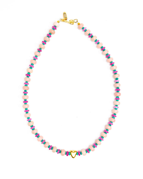 Gold Heart - Pink/Teal