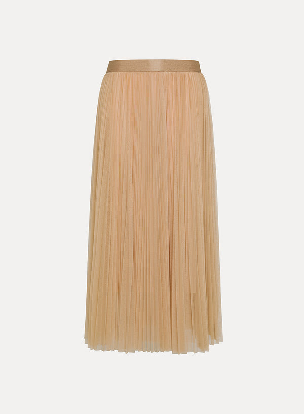 Tulle Plisse Skirt - Nude