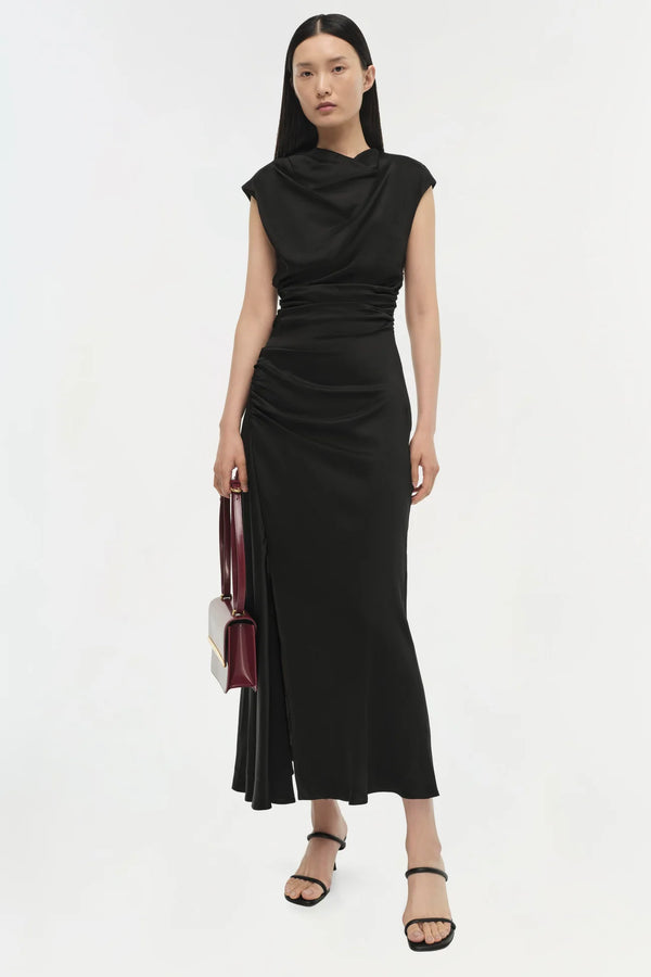 Burke Draped Dress - Black