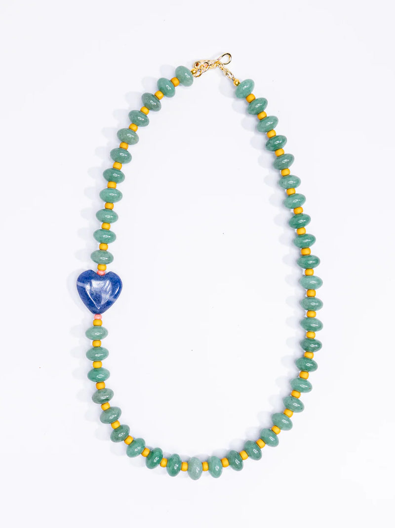 Navy Jade Heart - Green Glass