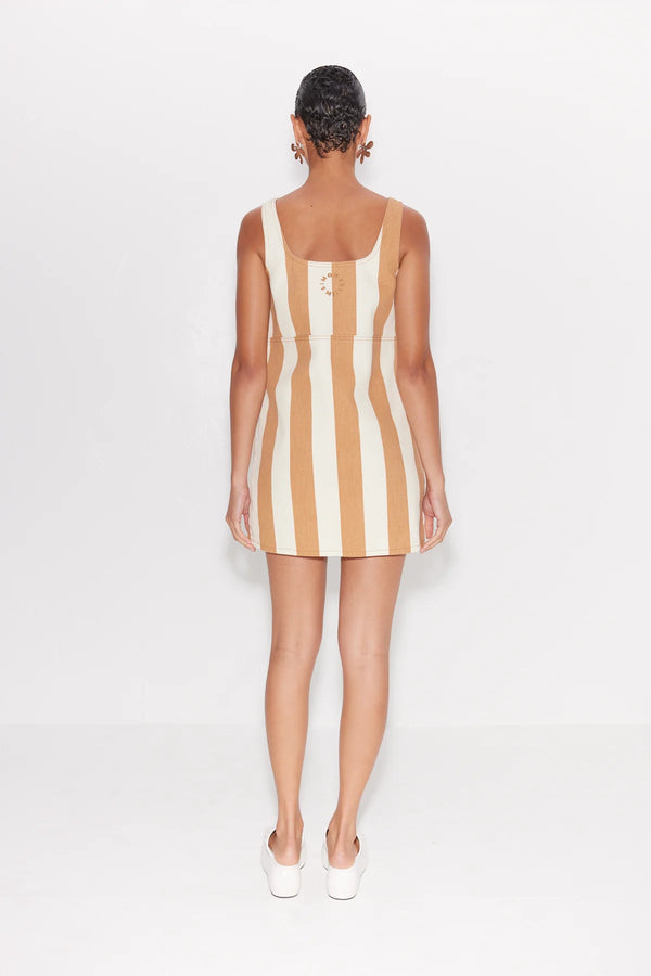 Sahara Denim Dress - Tan Stripe