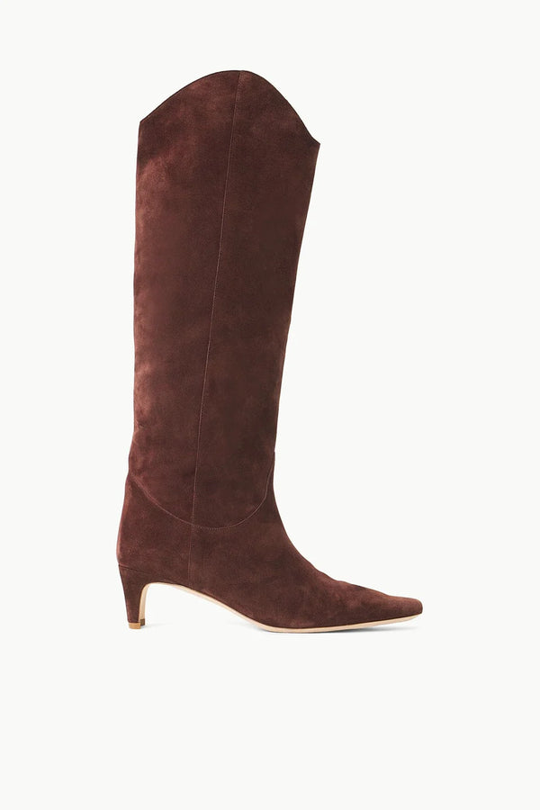 Western Wally Boot - Suede Mahogany