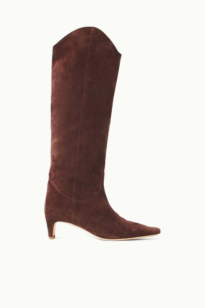 Western Wally Boot - Suede Mahogany