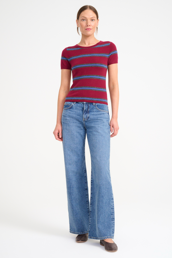 Easy Cashmere Tee - Crimson Stripe