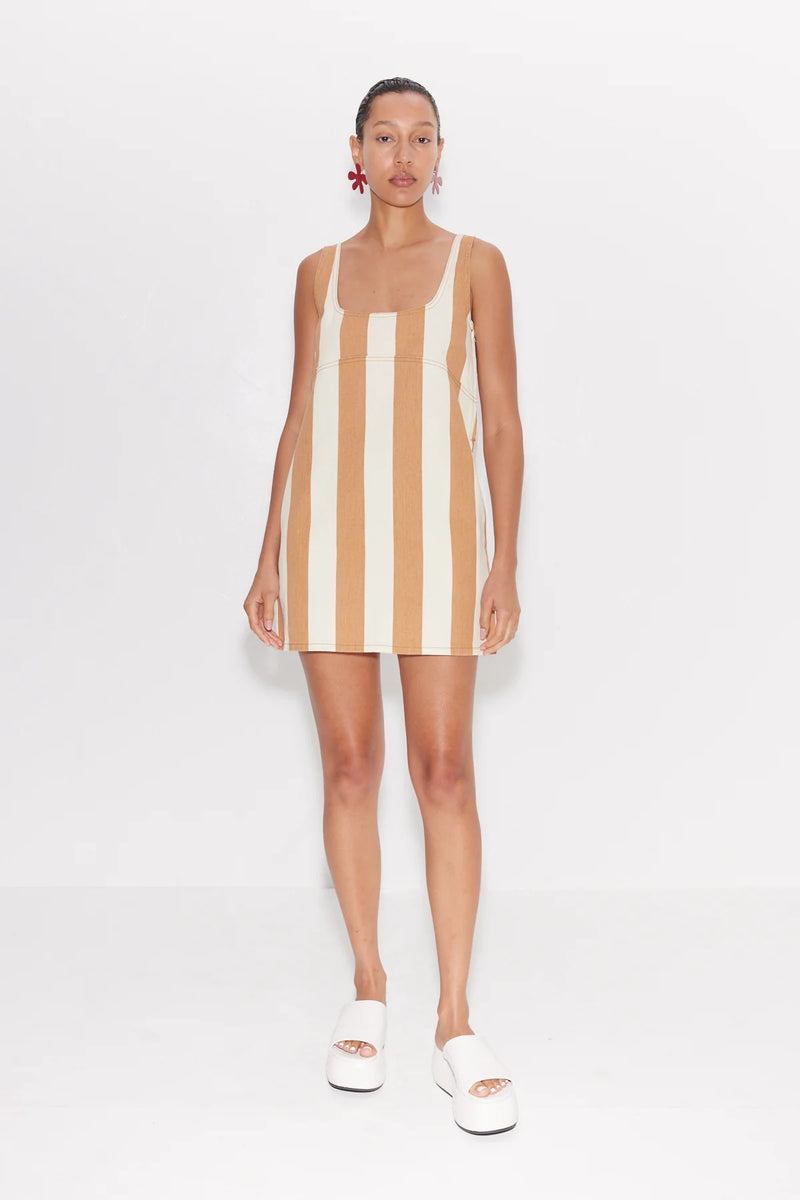 Sahara Denim Dress - Tan Stripe