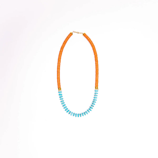 Turquoise Vinyl Necklace- Burnt Orange