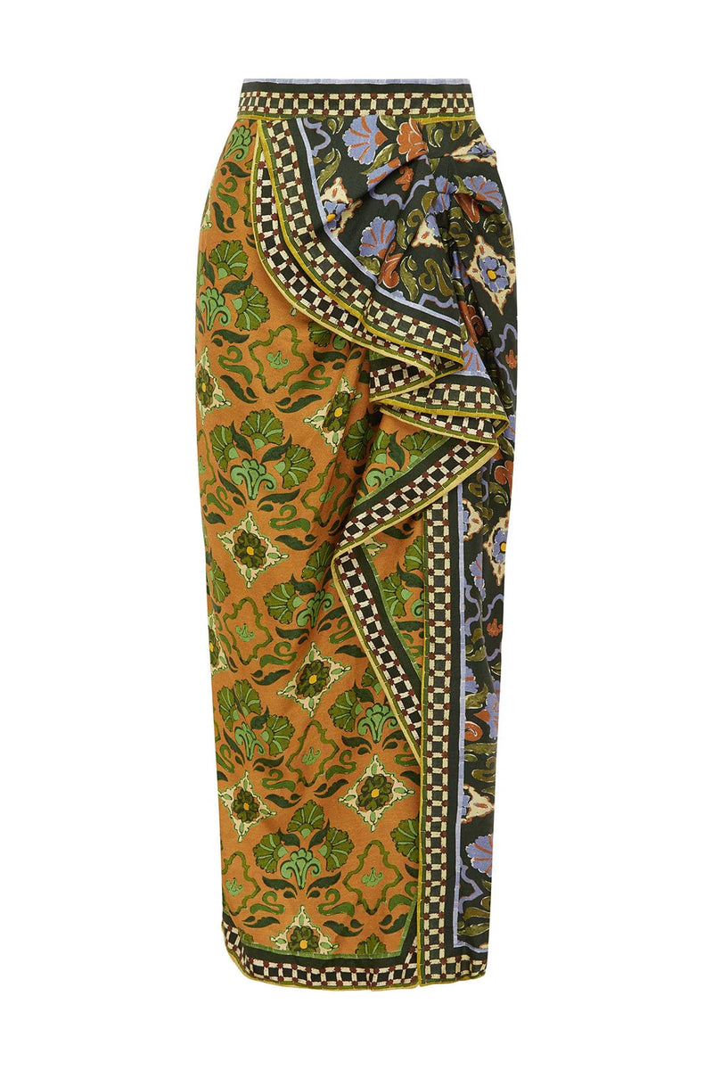 Cece Spliced Silk Skirt