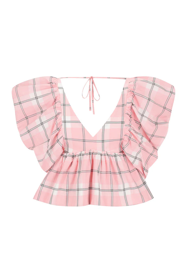 Peplum Top- Pink Check