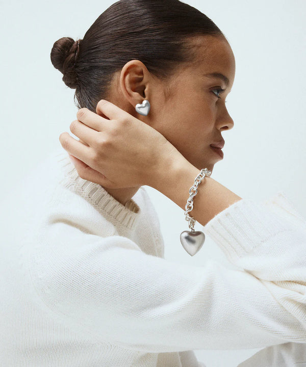 The Puffy Heart Silver Earrings