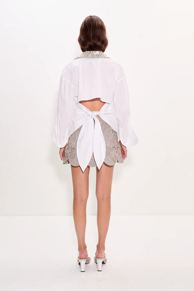 Loch Embellished Blouse - White