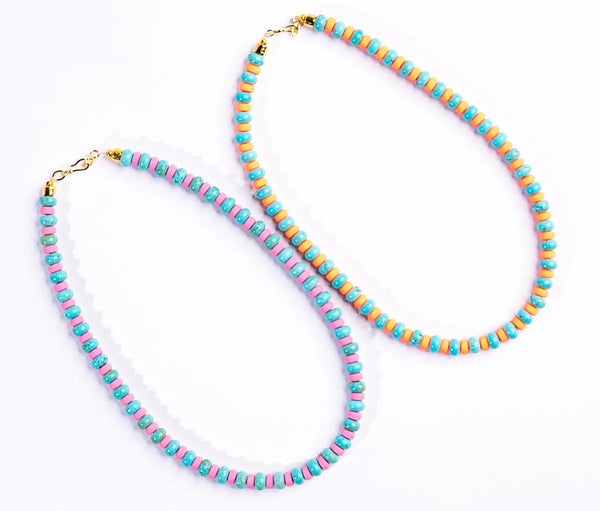 Turquoise Shortie- Pink Spacers