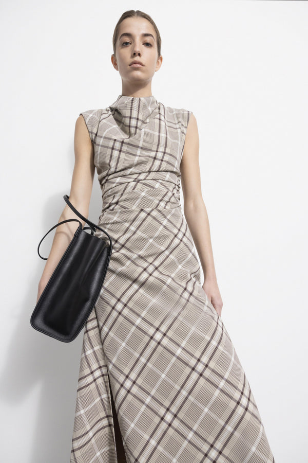 Burke Draped Midi - Sand Plaid