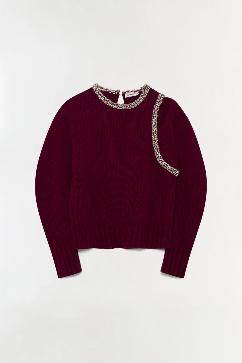 Monroe Embellished Pullover - Oxblood