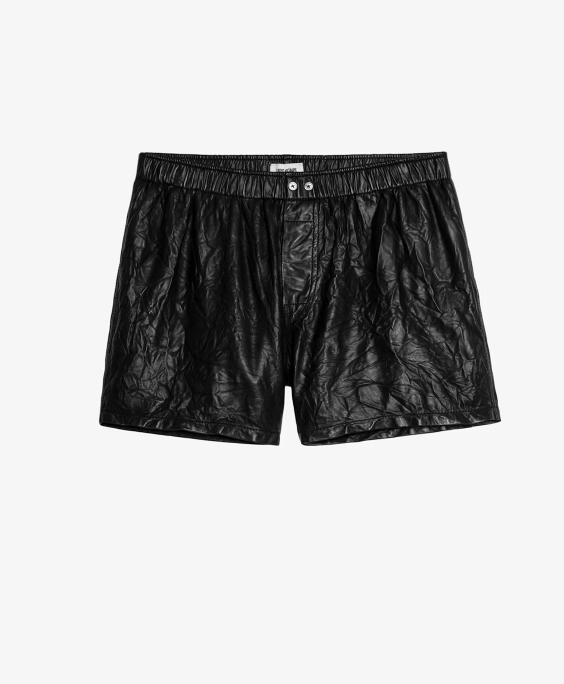 Pax Crinkled Leather Shorts